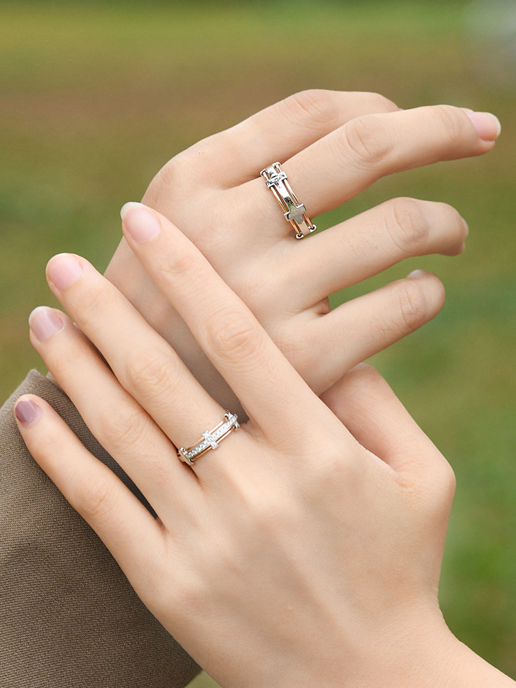 宝石戒指定制钻戒结婚情侣唯美钻石矿工分色手饰