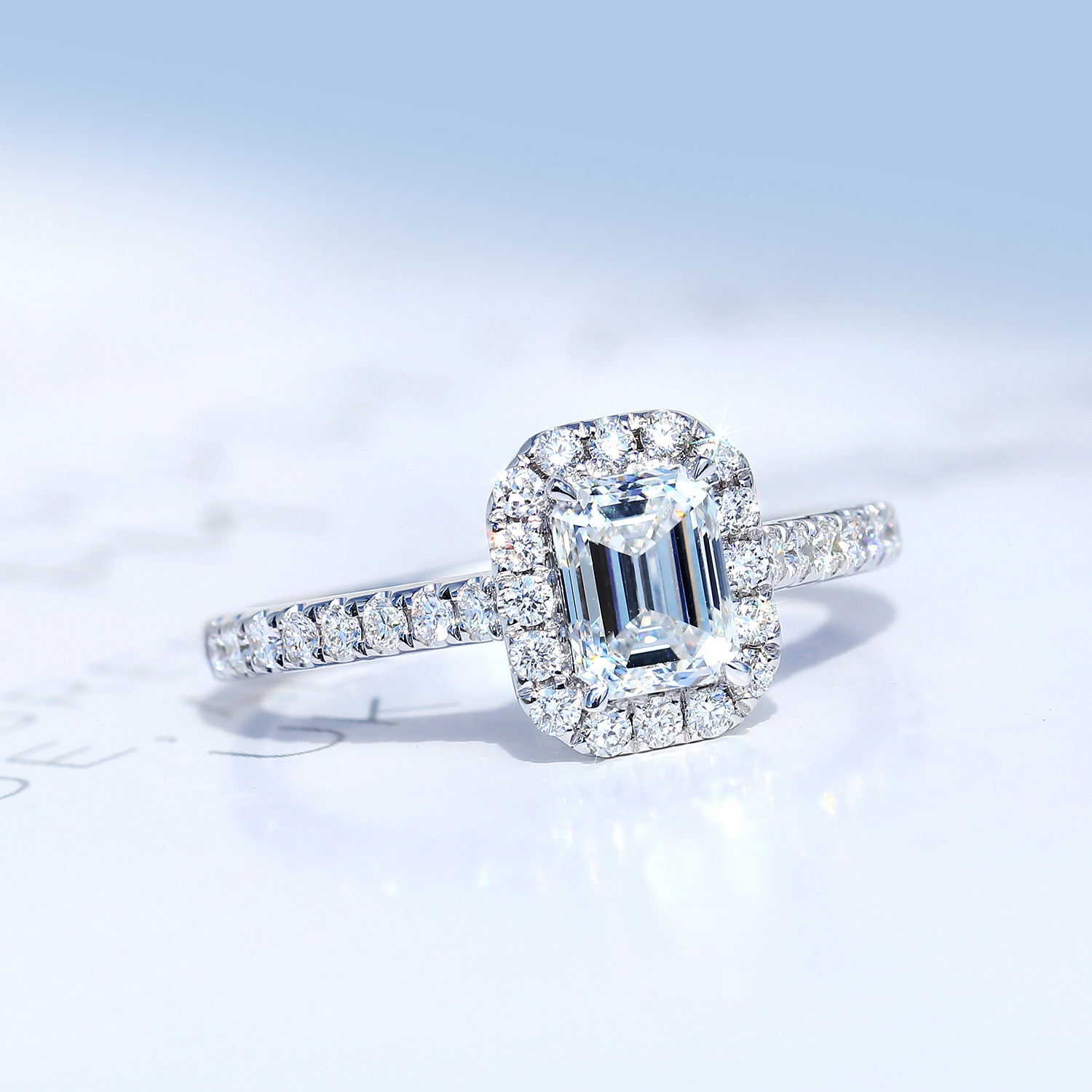 宝石矿工18k白金祖母绿切割钻石戒指gia钻戒手饰