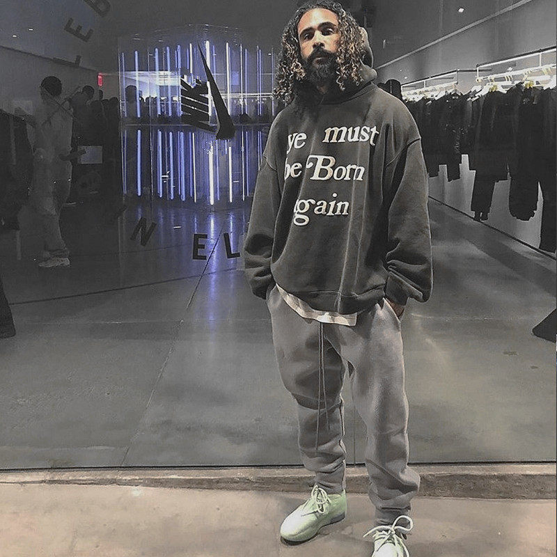 kanye侃爷菲董欧美美高街潮流男女ins发泡字母卫衣