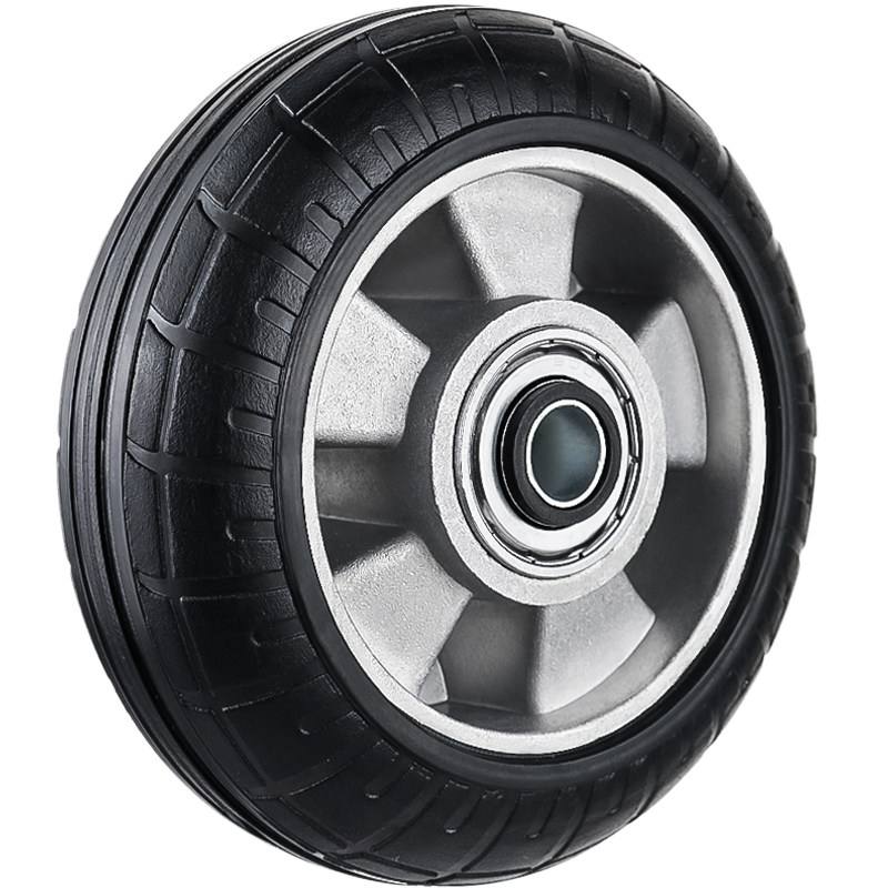 手推车小轮子3/4/5寸橡胶实心轮静音万向轮带轴 工业铝芯拖车脚轮