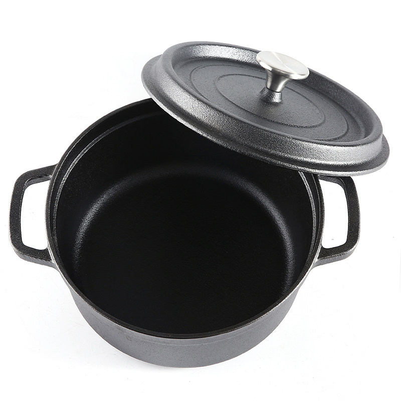 铁锅加厚铸铁炖锅汤锅涂层生铁双耳炖煲电磁炉煎锅