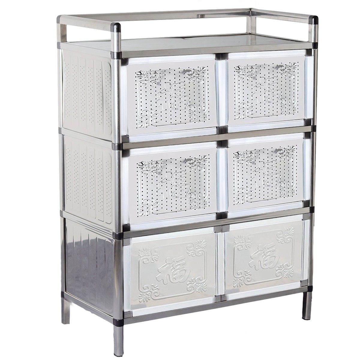 柜子多功能不锈钢碗柜厨房茶水灶台铝合金储物餐碗橱餐边柜