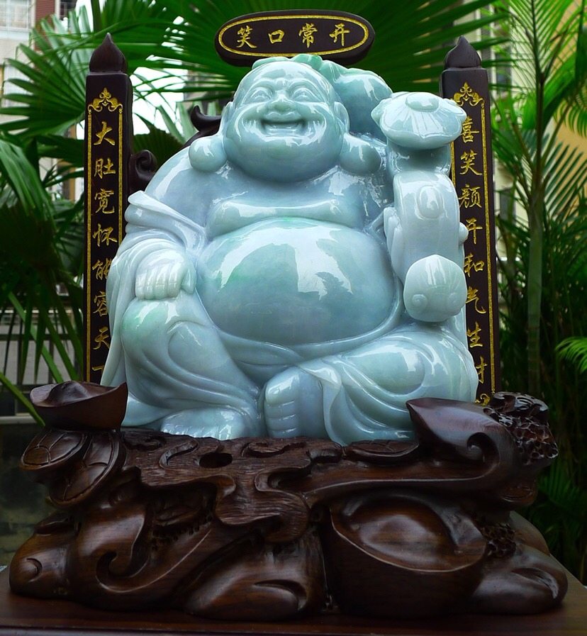 大件饱满笑佛摆件缅甸天然翡翠笑口常开财源滚滚玉石珠宝奇石