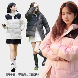 骆驼羽绒服女2025冬季新款热反射升温保暖加厚连帽面包服短款外套