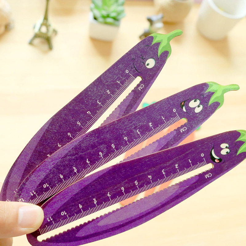 胡萝卜造型小学生木质尺子12cm刻度尺卡通创意学生直尺工具造型尺