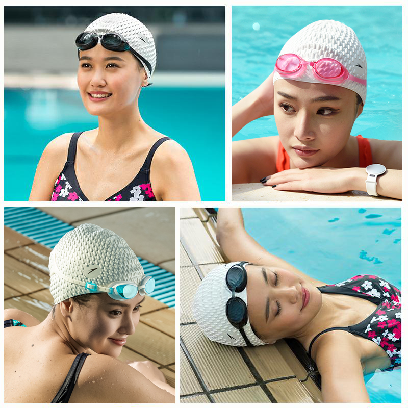 speedo泳帽硅胶男女成人长发泡泡游泳帽防水专业游泳帽子不勒头