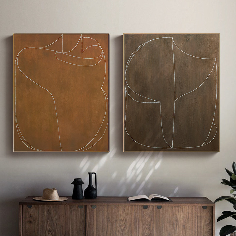 侘寂客厅装饰画现代抽象玄关挂画北欧现代装饰画