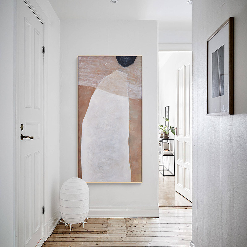 竖版侘寂风现代简约玄关装饰画抽象日式走廊过道挂画北欧入户壁画