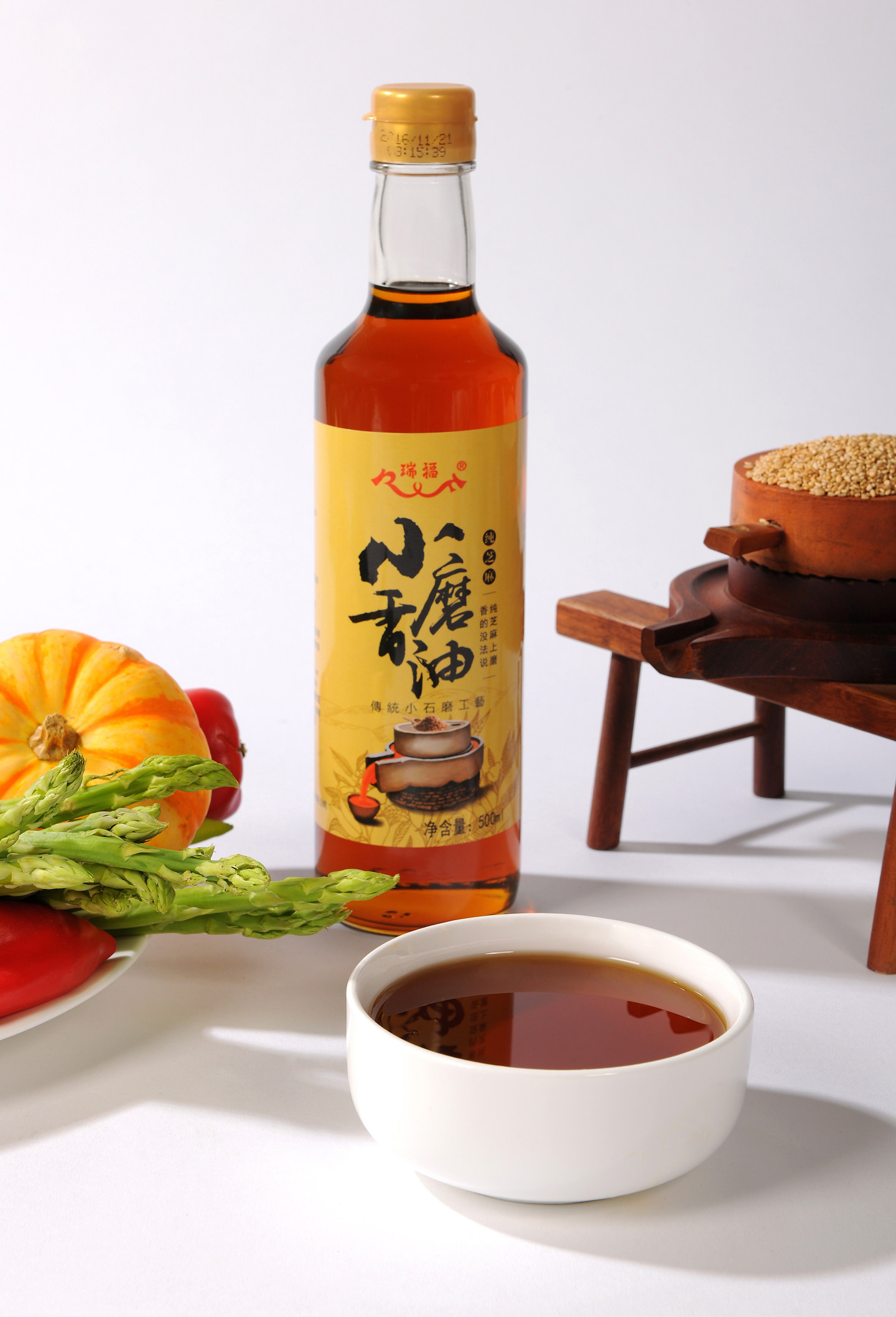 小磨2瓶磨工小石芝麻油出品公司字牌崔字牌香油香油