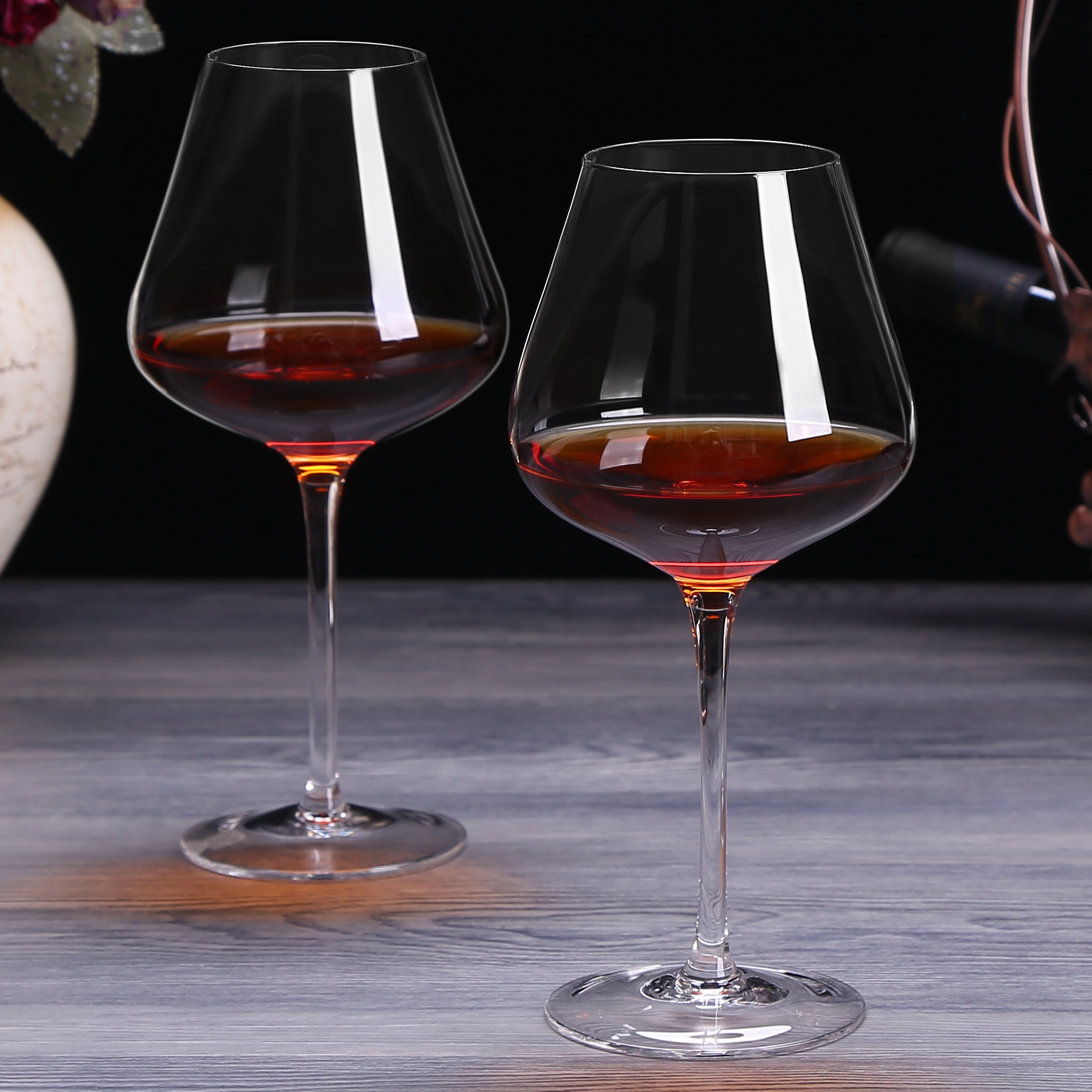勃艮水晶红酒酒杯薄口欧式2个大号家用葡萄酒杯
