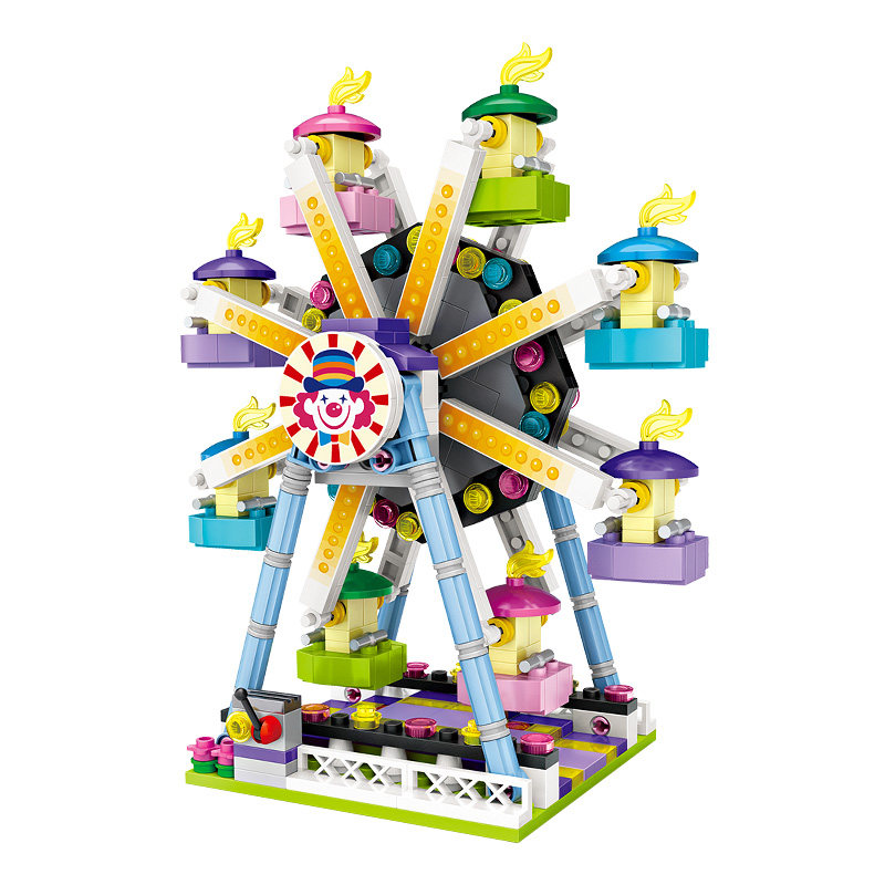 loz/俐智小颗粒迷你游乐场积木拼装儿童玩具街景摩天轮娃娃机益智