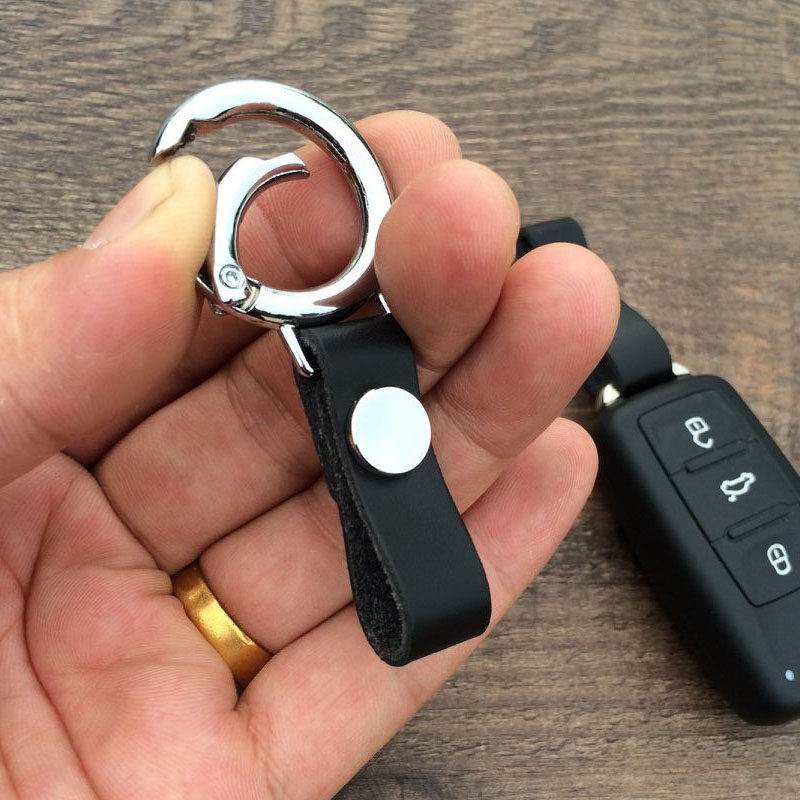 锌合金圆环挂钩真皮汽车钥匙可拆卸男腰简约牛皮钥匙扣