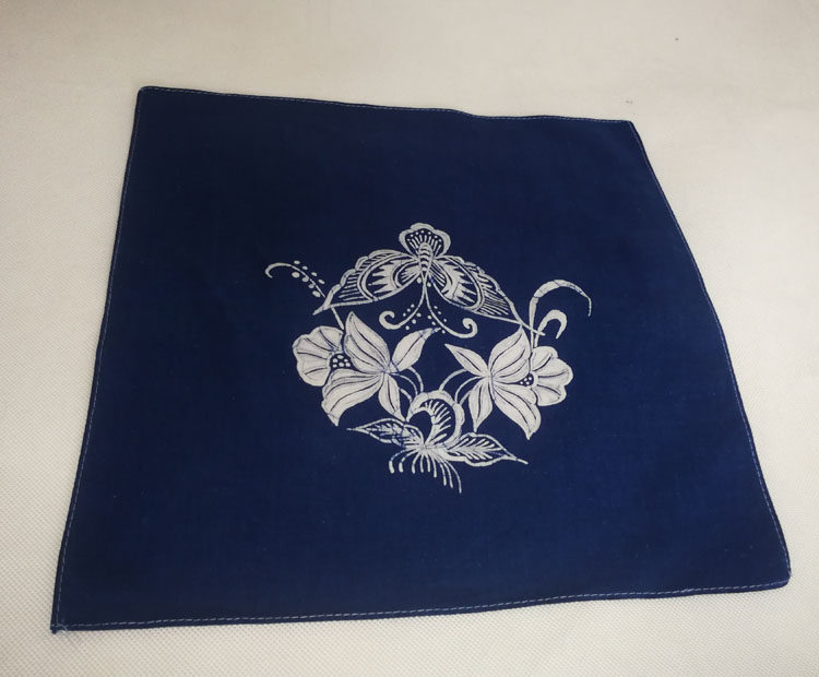 礼品蜡染方巾手帕定做手工植物蓝染非遗活动苗族蜡染