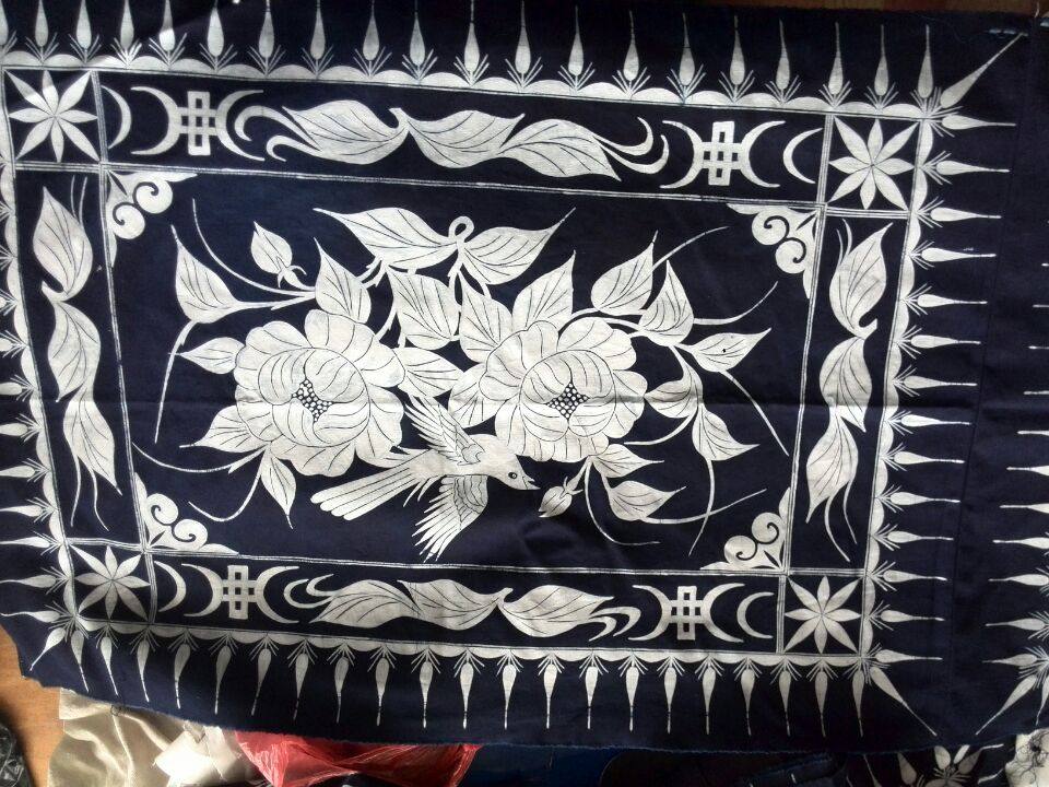 图案蜡染贵州苗族布料花草蝴蝶定制自由绘画苗族蜡染