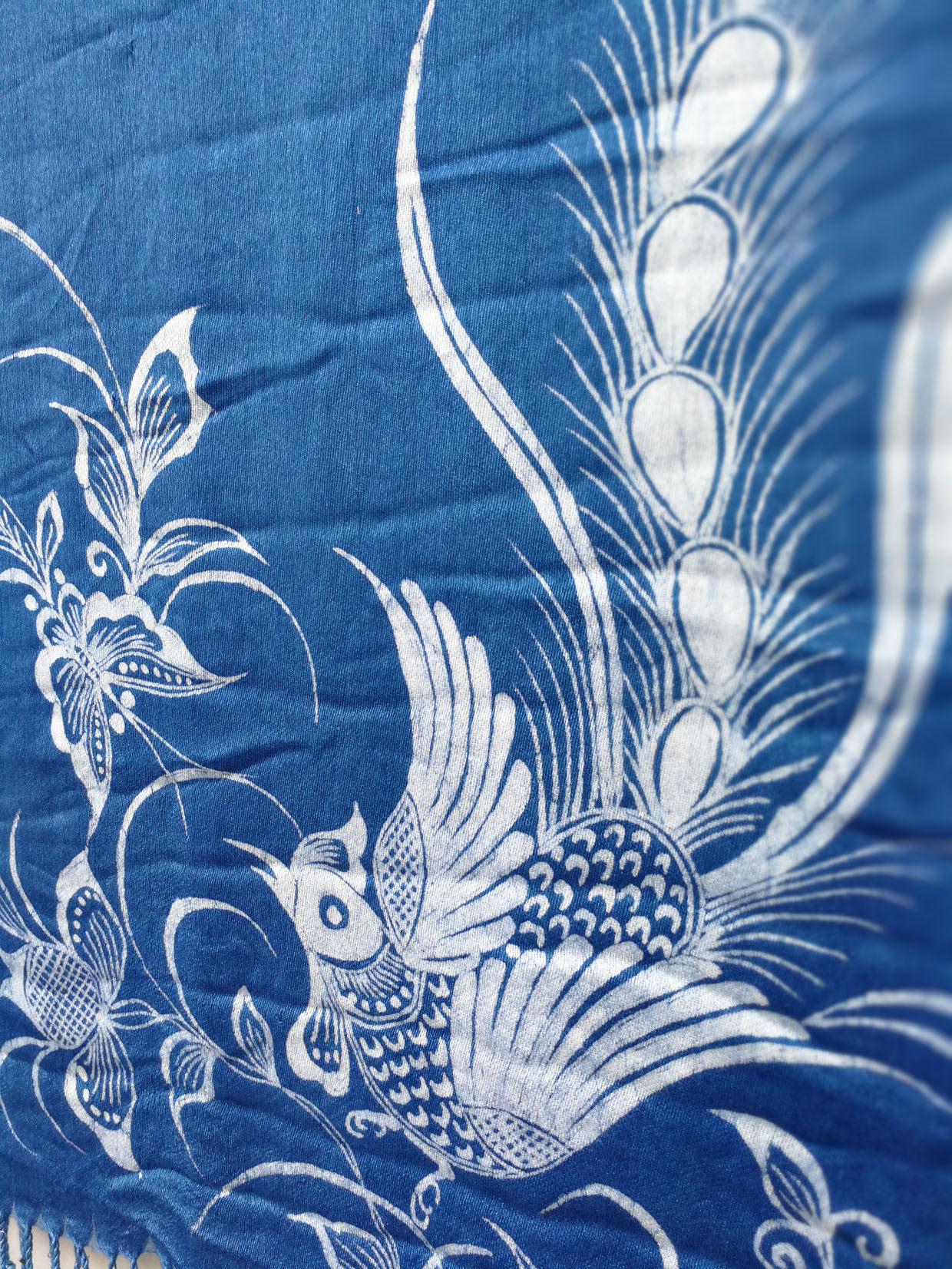 蜡染贵州苗族围巾定制绵绸厚冬款植物染蓝靛蓝苗族蜡染