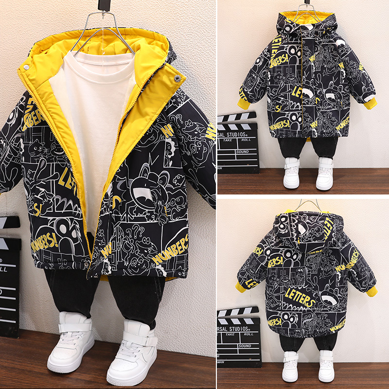 男童棉服洋气冬装2020新款宝宝加厚外套小儿童棉衣男孩加绒派克服