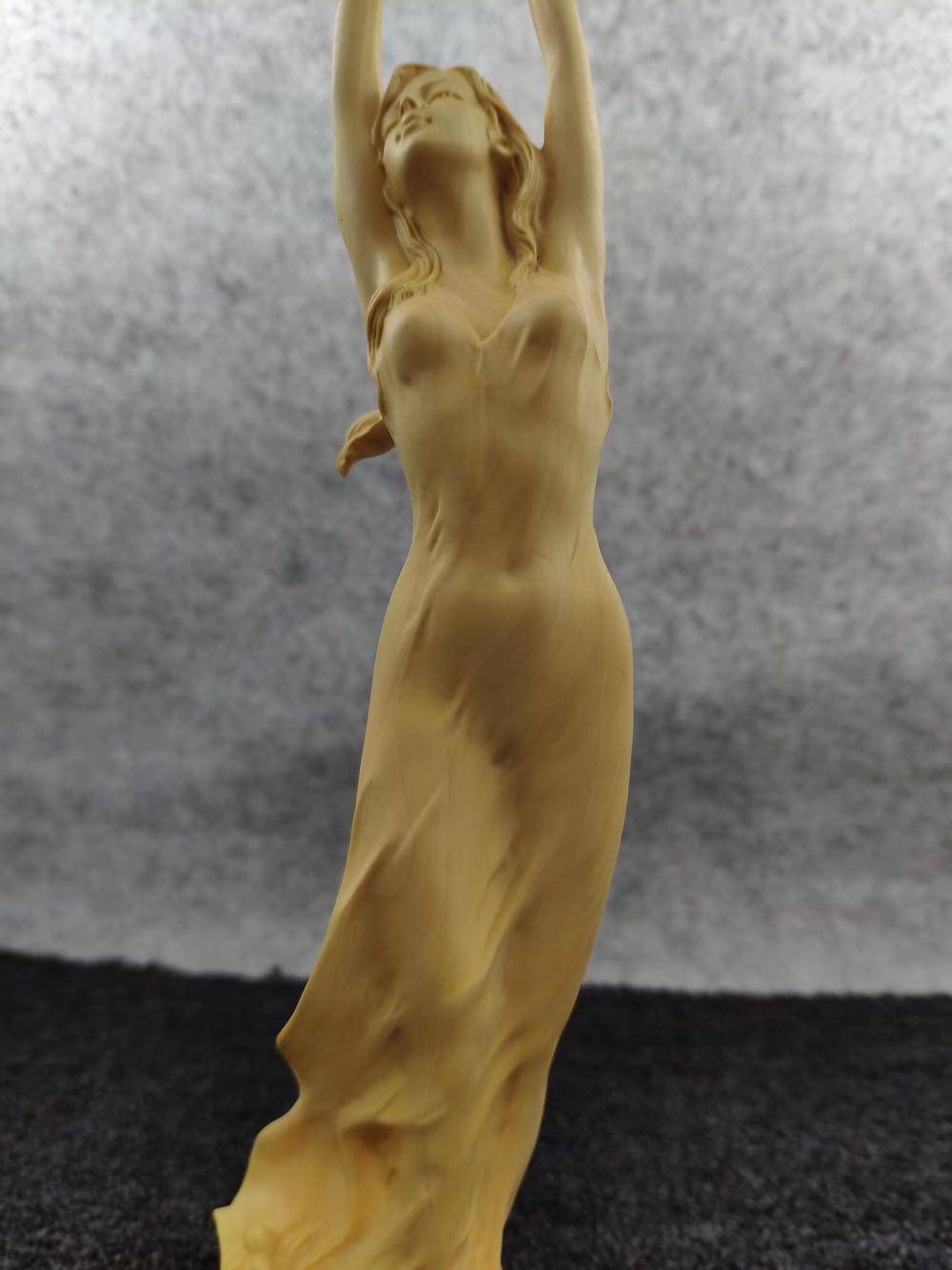 黄杨木雕实木少女雕刻工艺品家居饰品美女人物客厅摆件