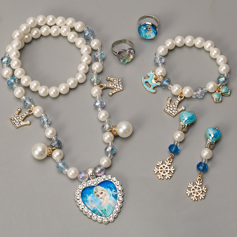 儿童冰雪奇缘缘公主项链套装公主项链耳环礼物首饰项链