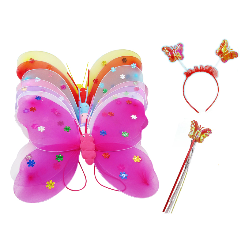 发光蝴蝶翅膀儿童玩具批货奇妙仙子魔法棒演出服女孩六一礼物道具
