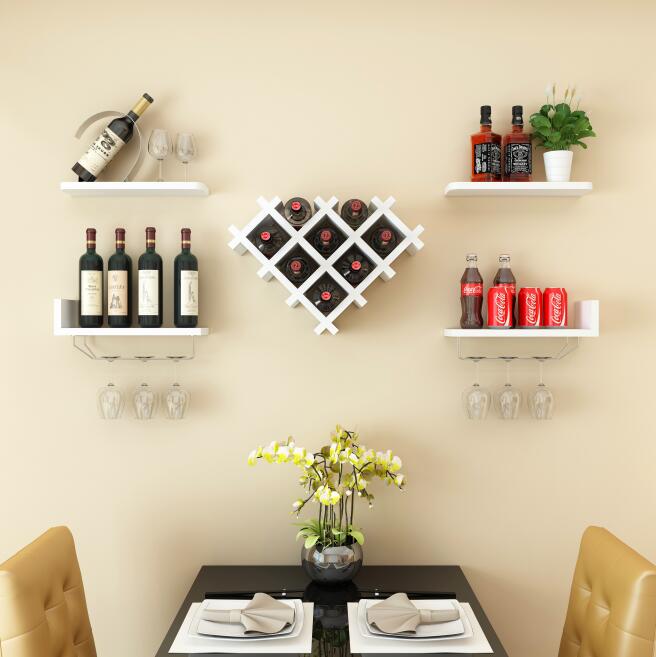现代简约酒柜餐厅悬挂式客厅墙上装饰隔板置物架创意酒架