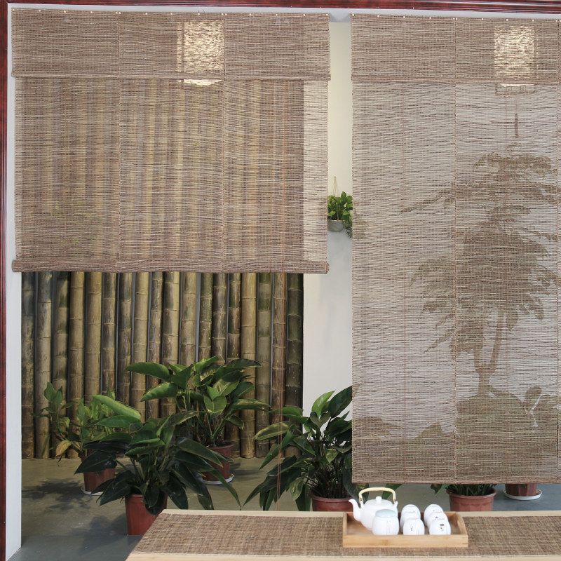 窗帘定制手工苎麻茶室卷帘日式隔断装饰门帘卷帘