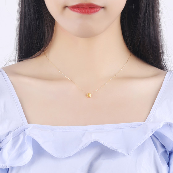 CEMNI / Millennium Gold Full Gold Five Pointed Star Pendant 18K Gold Necklace 3D Hard Gold Necklace Clavicle Chain For Girlfriend CEMNI / Millennium Gold Full Gold Five Pointed Star Pendant 18K Gold Necklace 3D Hard Gold Necklace Clavicle Chain For Girlfriend