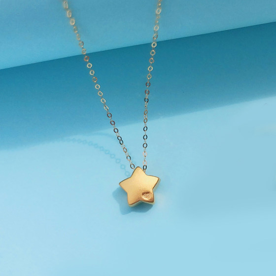 CEMNI / Millennium Gold Full Gold Five Pointed Star Pendant 18K Gold Necklace 3D Hard Gold Necklace Clavicle Chain For Girlfriend CEMNI / Millennium Gold Full Gold Five Pointed Star Pendant 18K Gold Necklace 3D Hard Gold Necklace Clavicle Chain For Girlfriend