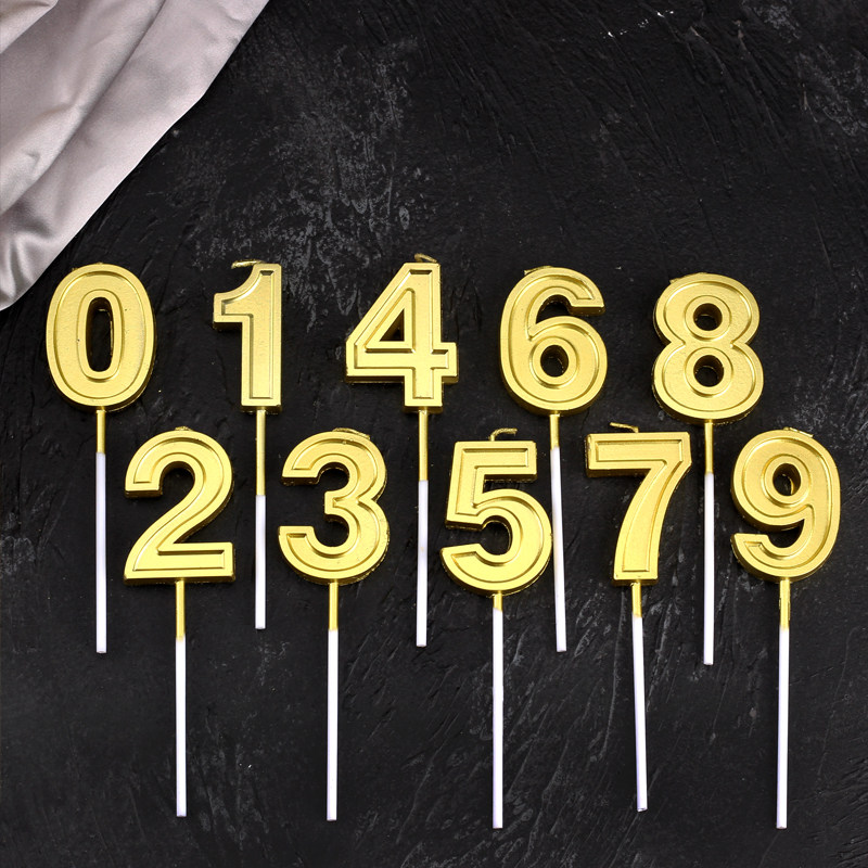烘焙蛋糕装饰ins金色歌剧院系列数字蜡烛周岁节日装扮用品