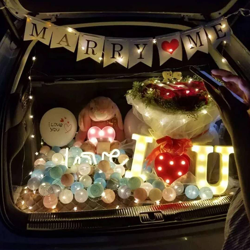求婚灯浪漫 me marry 求婚布置创意用品室外汽车后备箱装饰生日惊喜