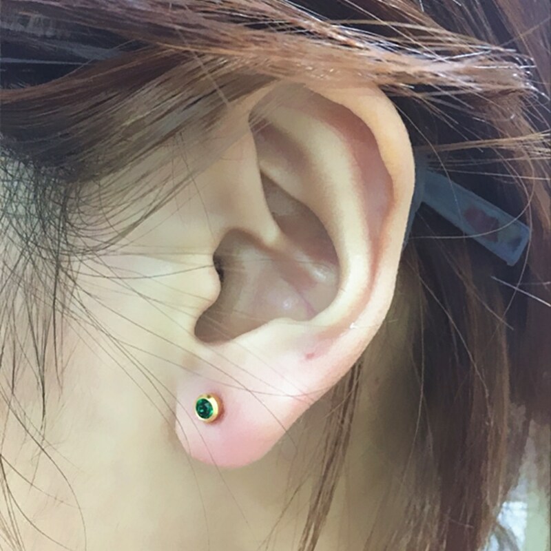 美国进口舒舒绿宝石绿色色系手术耳钉一次性穿耳耳钉