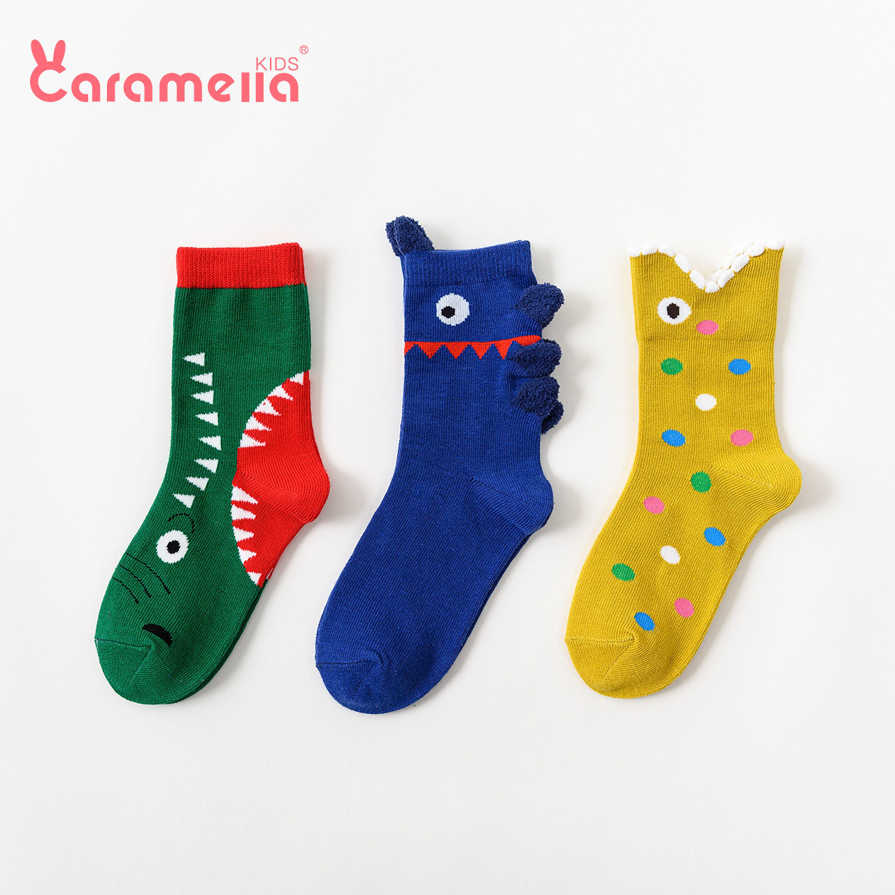caramella3双装儿童童袜创意卡通动物物中筒袜个性儿童袜子016岁