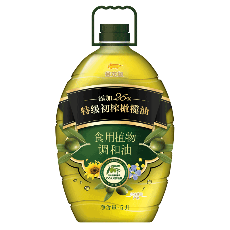金龙鱼添加特级初榨橄榄油食用植物调和油5l食用油调和油