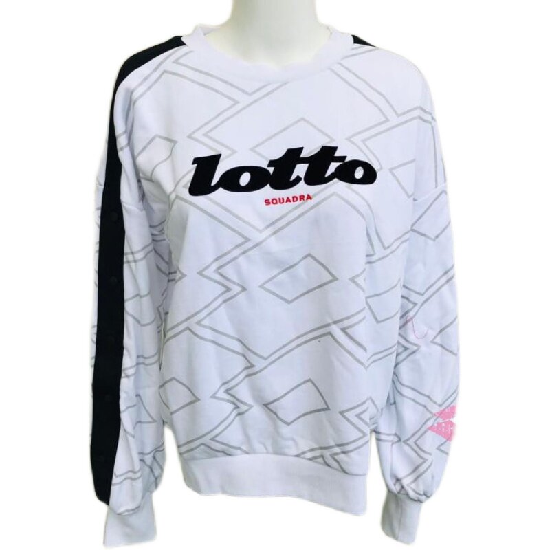 lotto乐途女子logo系列纯棉加厚运动圆领套头运动卫衣