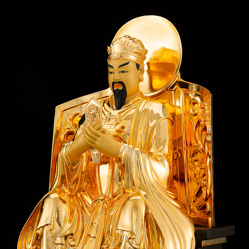 纯铜鎏金东岳大帝神像五岳泰山山神仁圣天齐摆件