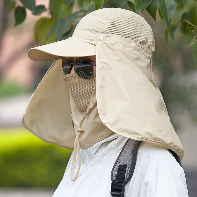 遮阳帽防晒骑车防风风吹太阳帽轻薄透气遮脸农活帽子