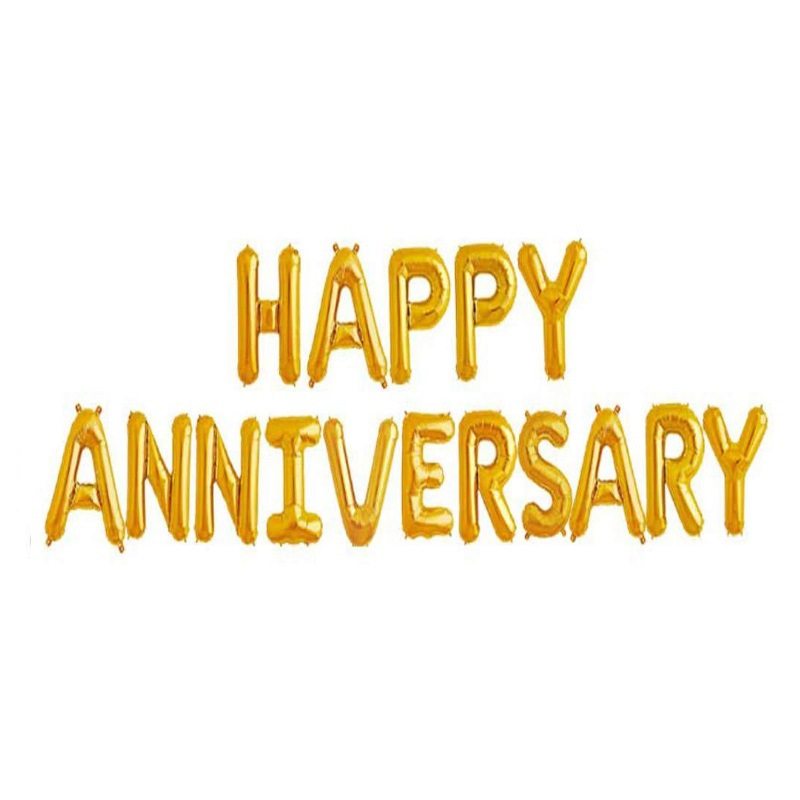 16寸金色银色结婚周年周年纪念纪念日快乐happyanniversary气球