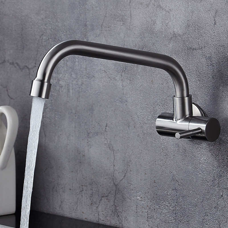 厨房单冷水龙头入墙式侧进水不锈钢水槽面盆阳台厨房龙头