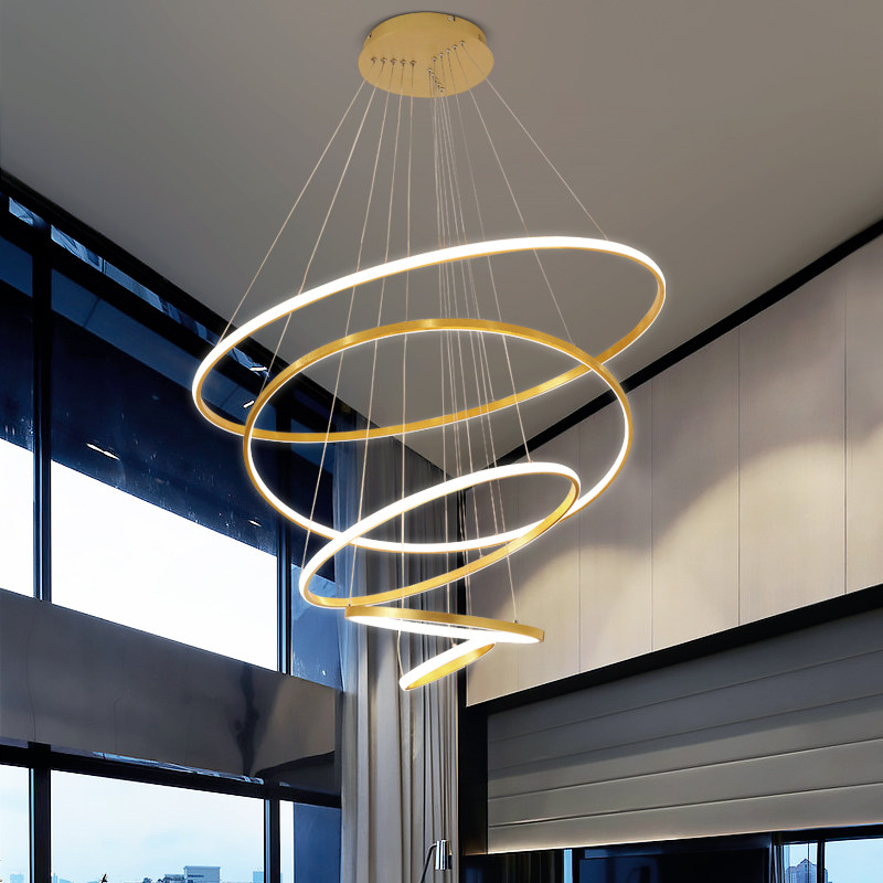 复式楼中空客厅吊灯挑空loft公寓挑高跃层极简客厅吊灯