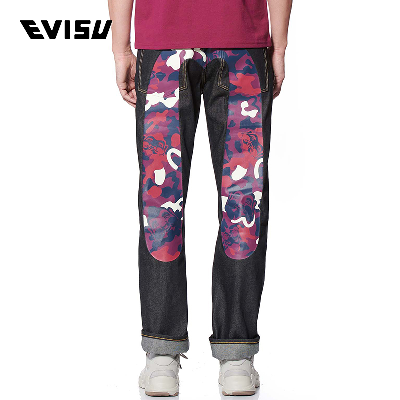 EVISU 19AW 迷彩大M印花直筒牛仔裤男 1EAHTM9JE91208