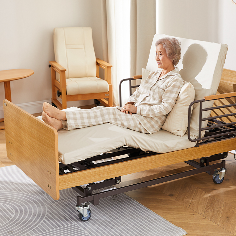 世道日式家庭用木木质居家护理电动老人升降护理床