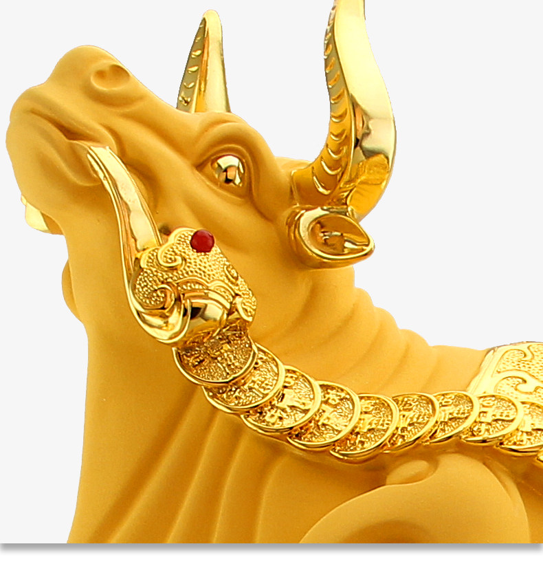 礼艺佳运势如虹沙金金牛摆件抬头生肖风水招财摆件