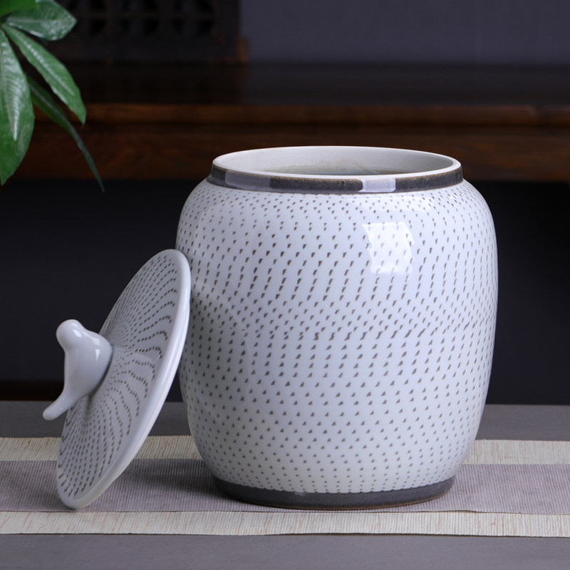 福鼎白茶茶叶罐陶瓷2斤装散大号复古茶缸密封茶叶罐