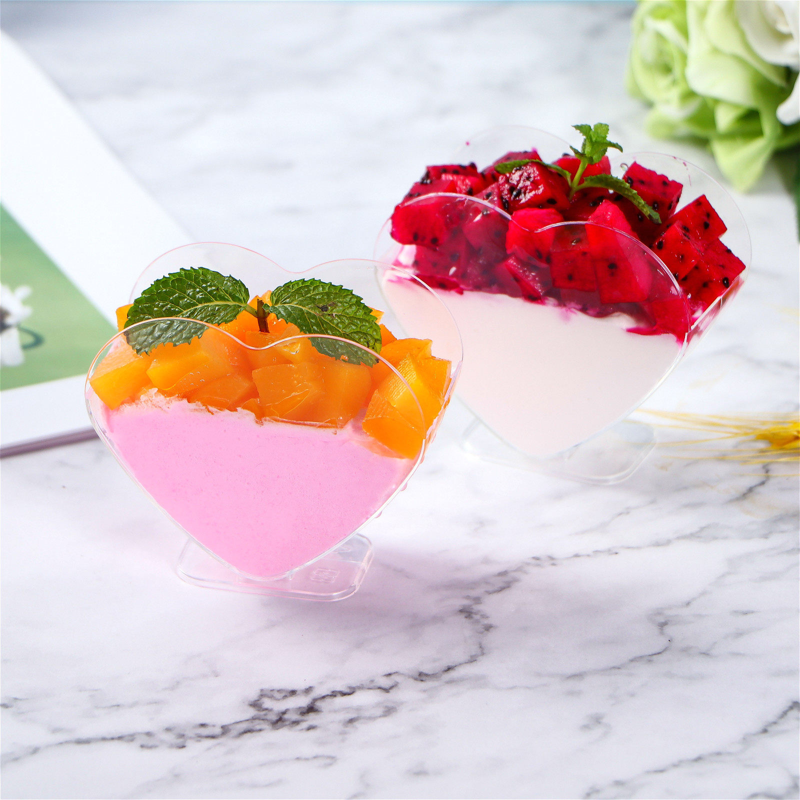 心形慕斯杯子爱心布丁果冻提拉米苏甜点甜品蛋糕塑杯