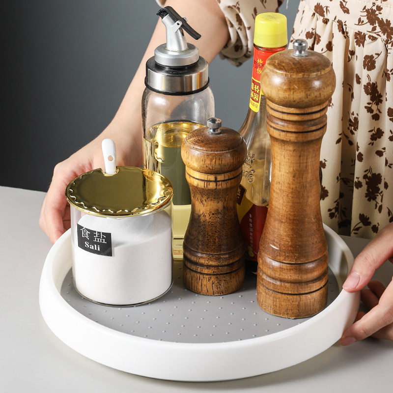 日式厨房调料多用途旋转托盘水果果盘化妆品收纳厨房置物架