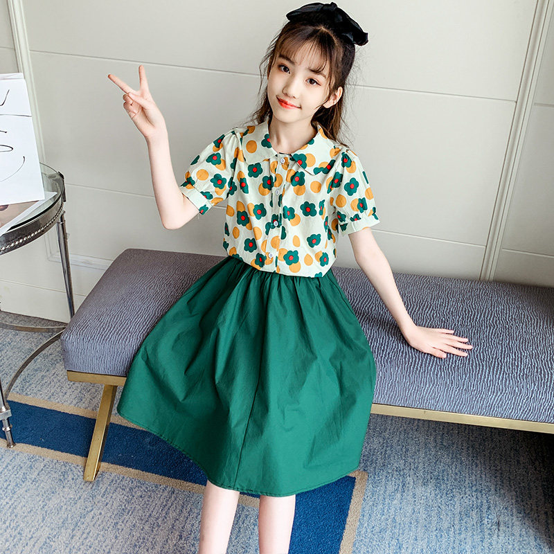 女童小学生裙子公主洋气女孩连衣裙夏装女装童女连衣裙
