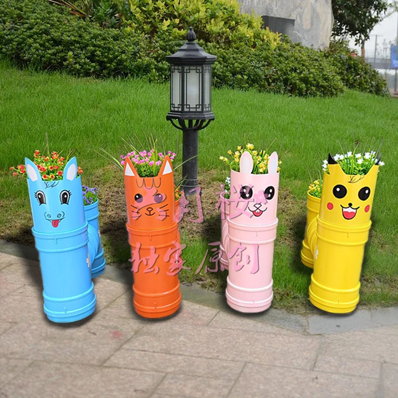 热卖新品pvc水管管道创意卡通动物花架幼儿花盆