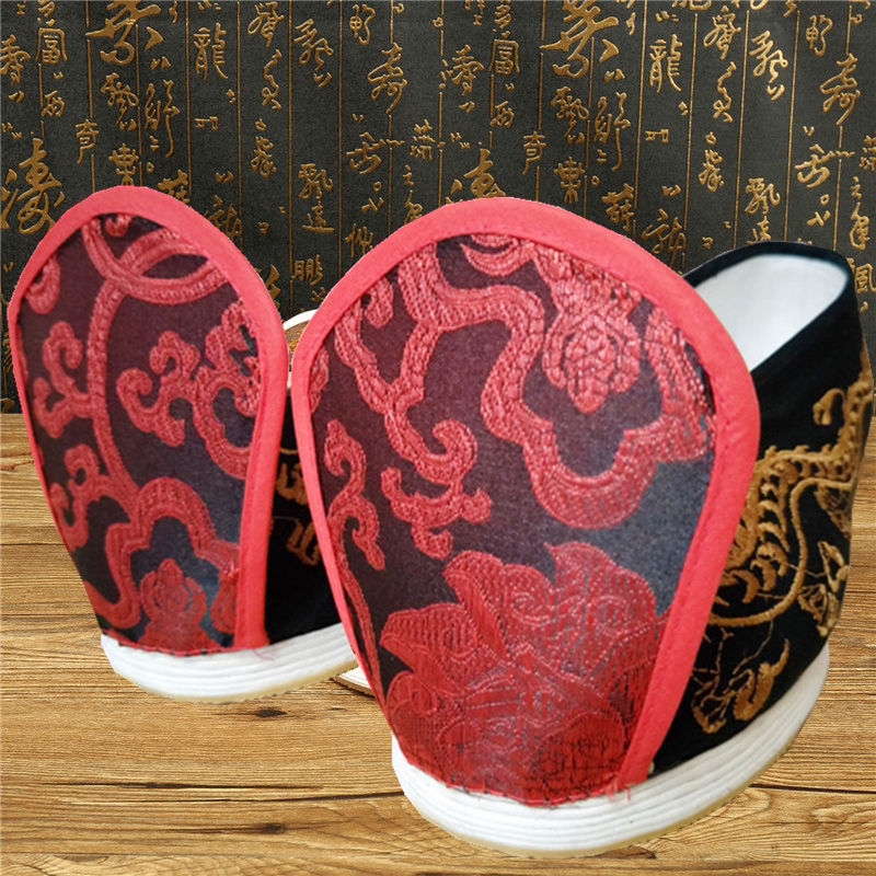 汉唐圆头翘头履古装刺绣鞋汉服婚礼鞋男式影视道具戏曲古代皇上鞋
