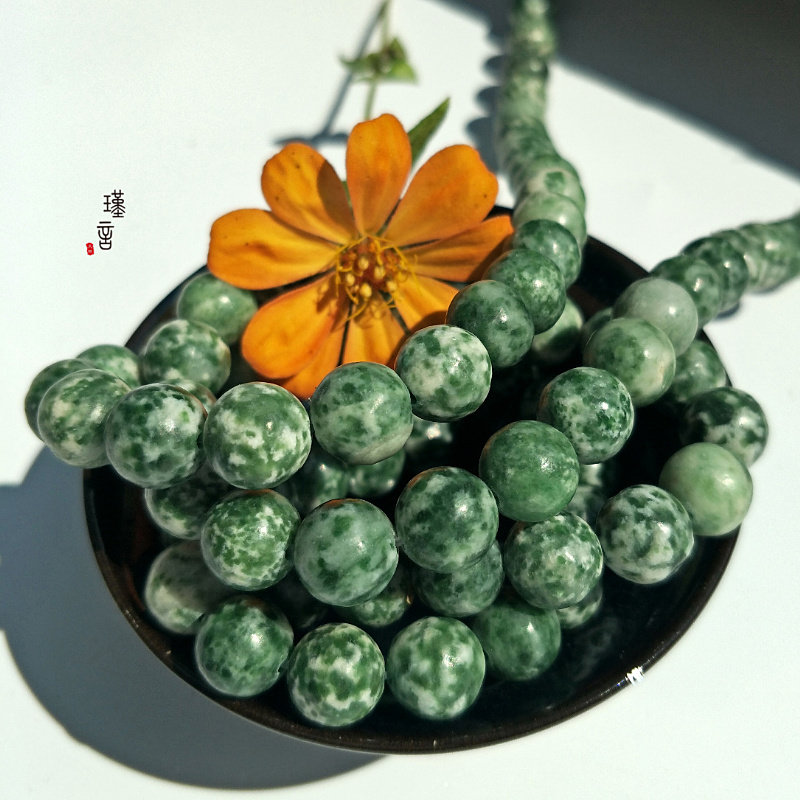 天然青点石圆珠 青点翠散珠子手工diy手串手链半成品长链配件材料