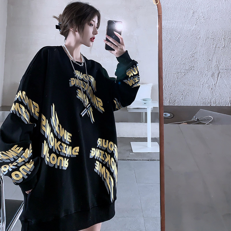 ins潮牌大码圆领卫衣男潮韩版宽松欧美风街头嘻哈情侣加绒春秋款