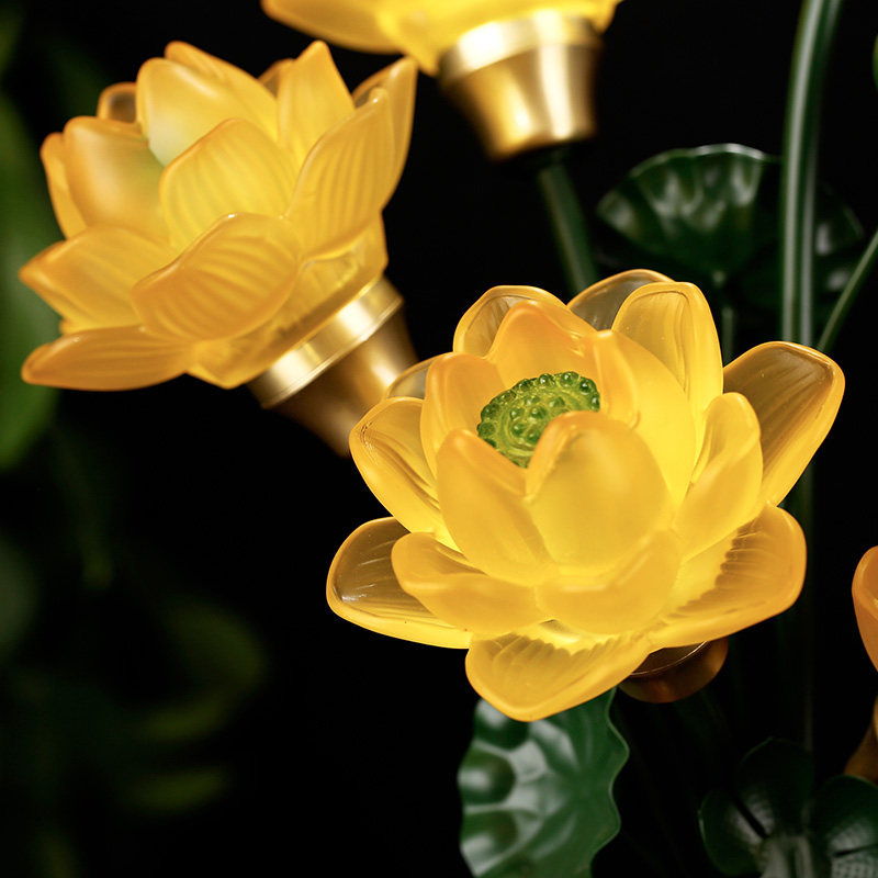 琉璃莲花灯佛供灯一对插电家用观音荷花灯led七彩佛前供佛长明灯